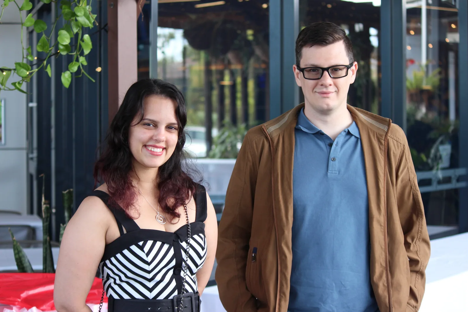Couple photographed outside the venue