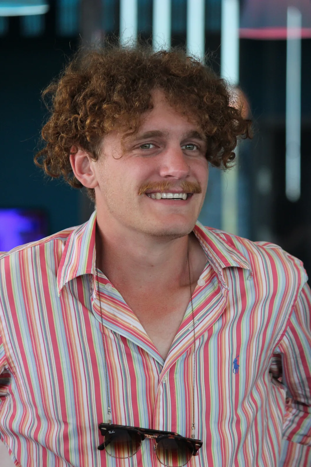 Guest portrait against the bar lighting