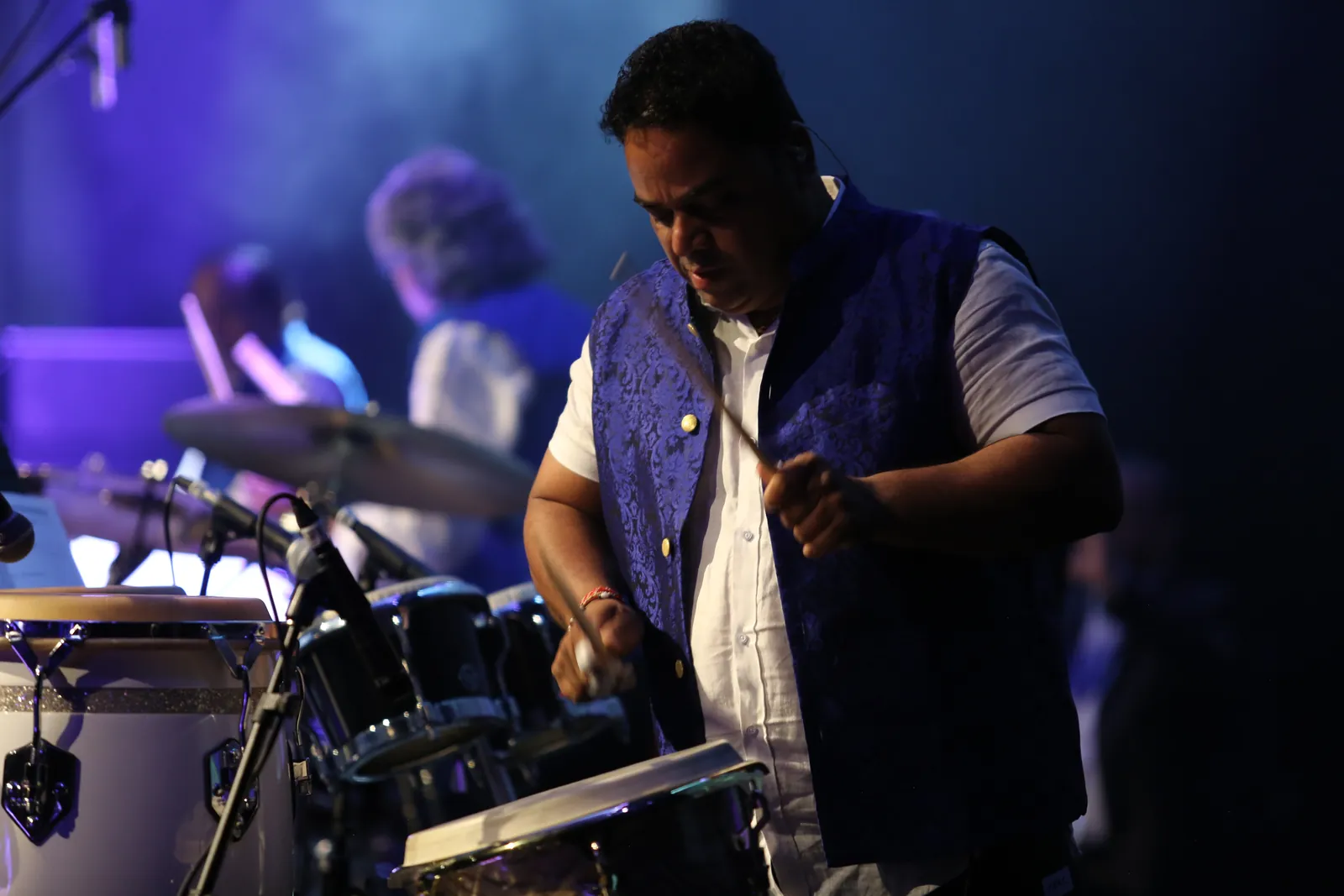 Percussionist mid-performance