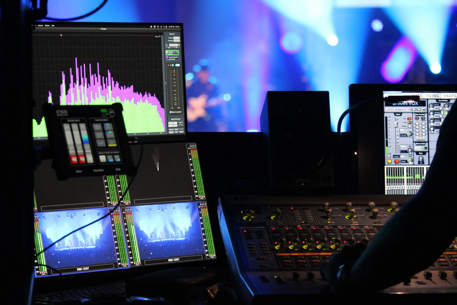 Front of house mixing desk during the show
